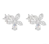 SiSinkal Breloque florale pour oreilles avec clip pour écouteurs en cuivre et zircone 0,2 x 0,17 cm, bijoux légers pour femmes et filles (26034-1 argenté)