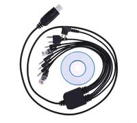 SiSinkal Câble de programmation USB 8 en 1 pour Kenwood Quansheng pour radio portable BAOFENG, ligne de données multi-connecteurs avec CD pour configuration radio bidirectionnelle