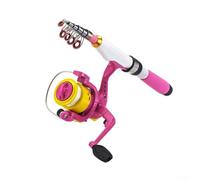 SiSinkal Canne à pêche portable et moulinet, canne à pêche télescopique de voyage de 1,23 m étendue avec poignée en EVA, pour un transport facile, compatible avec moulinet amovible (rose)