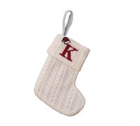 Sisinkal Chaussette de Noël tricotée en forme de flocon de neige blanc à suspendre pour sapin de Noël, décoration de maison, décoration de vacances, accessoire de fête d'intérieur et d'extérieur (K)