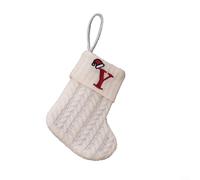 Sisinkal Chaussette de Noël tricotée en forme de flocon de neige blanc à suspendre pour sapin de Noël, décoration de maison, décoration de vacances, accessoire de fête d'intérieur et d'extérieur (Y)