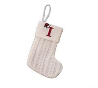 Sisinkal Chaussette de Noël tricotée en forme de flocon de neige blanc à suspendre pour sapin de Noël, décoration de maison, décoration de vacances, accessoire de fête d'intérieur et d'extérieur (I)