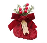 Sisinkal Chaussettes de sapin de Noël à suspendre - Décoration festive pour porte de voiture - Tissu - Carillon saisonnier - Son du vent - Toucher charmant (rouge)
