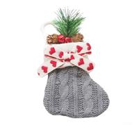 Sisinkal Chaussettes de sapin de Noël à suspendre - Décoration festive pour porte de voiture - Tissu - Carillon saisonnier - Son du vent - Toucher charmant (gris)