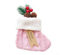 Sisinkal Chaussettes de sapin de Noël à suspendre - Décoration festive pour porte de voiture - Tissu - Carillon saisonnier - Son du vent - Toucher charmant (rose)