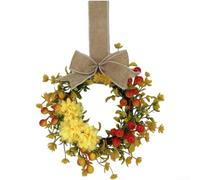 SiSinkal Couronne de chrysanthème artificielle de 23 cm, faite à la main, décoration de ferme d'automne en plastique et fil de fer pour porte d'entrée, mur, fenêtre, maison (1)