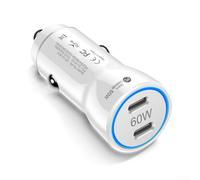 SiSinkal Double chargeur de voiture USB C 60 W adaptateur de charge rapide avec ports PD 30 W Compatibilité pour smartphones, tablettes, appareils GPS, économie d'espace, utilisation du véhicule