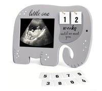 SiSinkal Échographie Bébé Élphant pour bois 8.7x6.3 Pouces Échographie | Design élphant charmant, pour bois MDF pour robuste, couleur gris doux, pour idéal pour chambre bébé