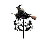 SiSinkal Enchanted Witch Garden Wind Spinner Metal Halloween Yard Art For Dynamic Bat Spinner 20 x 15 cm pour décoration de pelouse extérieure ou scène effrayante