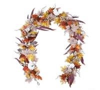 Sisinkal Guirlande de vigne d'automne artificielle de 200 cm - Feuillage réaliste - Décoration de table d'Halloween - Feuilles en rotin - Matériau PPC - Décoration de cheminée - Affichage saisonnier