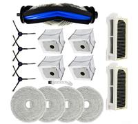 SiSinkal Kit de brosse latérale principale avec sacs à poussière, chiffons et filtres pour robot aspirateur ECOVACS, 4 brosses latérales, 4 sacs à poussière, 4 lingettes, 1 brosse principale, 2