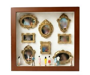 SiSinkal Kit de cadre en forme de silhouette de musée à faire soi-même comprenant 8 cadres pour mini cadres et 10 figurines fabriquées à la main pour mettre en valeur des souvenirs précieux pour la