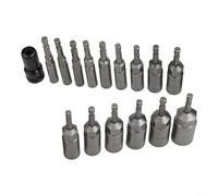 SiSinkal Lot de 15 clés à douille hexagonale 5,5 mm-19 mm, embouts de tournevis pour perceuse électrique, tournevis pneumatique, réparation automobile, bricolage domestique avec étui de transport