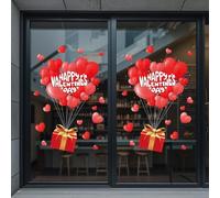 SiSinkal Lot de 2 autocollants double face en PVC réutilisables en forme de cœur pour la Saint-Valentin, la maison, la salle de classe, les vacances, les fêtes, les portes en verre et les murs (D)
