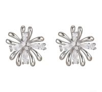 SiSinkal Lot de 2 breloques florales pour écouteurs en cuivre et oxyde de zirconium - Décoration de bijoux - Argenté et doré