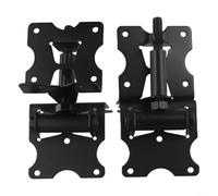 SiSinkal Lot de 2 charnières de portail robustes à fermeture automatique, tension à ressort réglable pour clôtures en bois et en vinyle, 0,6 à 3,2 cm, en acier galvanisé noir, utilisation en extérieur