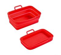SiSinkal Lot de 2 paniers pliables en silicone pour friteuse à air comprimé DZ201410, insert rectangulaire sans cuisson avec canaux de vidange d'huile pour rôtir la cuisson et cuire à la vapeur des