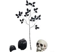 SiSinkal Lot de 5 branches fanées artificielles noires avec feuilles, tiges gothiques en mousse de 70 cm pour décoration d'intérieur et accessoires de photographie d'Halloween, bois mort, 75 cm