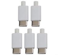 SiSinkal Lot de 5 connecteurs mâles de type C avec carte PCB pour câble à souder, résistance 56 K et transfert de données, pour projets d'équipements électriques industriels et de bricolage (blanc)