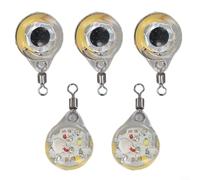 SiSinkal Lot de 5 lampes de pêche LED pour pêche en profondeur, lampe ronde submersible clignotante, étanche à plus de 300 mètres, 200 à 300 heures d'autonomie, compatible avec eau salée et eau douce