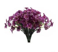 SiSinkal Lot de 6 fleurs artificielles d'extérieur avec tiges en plastique pour maison, jardin, centre de table, décoration de fête, 36 cm (violet)