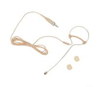 SiSinkal Micro casque avec crochet d'oreille unique pour systèmes sans fil, microphone à condensateur omnidirectionnel beige pour conférenciers de culte, câble de 1,2 m