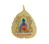 SiSinkal Ornement de feuille de Bodhi en cuivre avec huit gardiens et dieu jaune de la richesse pour décoration d'intérieur et espace de méditation Création sereine Finition dorée (7The Pharmacien)