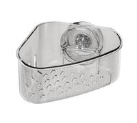 SiSinkal Panier de vidange d'angle avec ventouse puissante, support de rangement ventilé pour cuisine et salle de bain, support rapide pour éponges sans perçage (transparent)