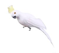 Sisinkal Perroquet artificiel de 25 cm - Statue d'oiseau réaliste avec plumes naturelles et support métallique - Figurine décorative pour pelouse, terrasse, maison, intérieur et extérieur (couronne