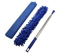 SiSinkal Plumeau télescopique extensible pour hauts plafonds et coins - Balai en microfibre lavable avec crochet - 3 pièces - Avec suceur plat pour toiles d'araignée et interstices