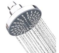 Sisinkal Pommeau de douche rond réglable à fixation murale pour salle de bain - 9,5 cm de diamètre - ABS chromé avec joint à rotule - Buse autonettoyante - Débit d'eau haute pression