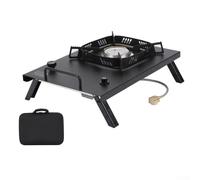 SiSinkal Réchaud à gaz pliable compatible avec système IGT, portable pour brûleur de camping avec sac de transport, table de cuisson en acier inoxydable pour repas d'aventure en plein air (noir)
