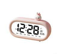 SiSinkal Réveil mignon de dessin animé avec veilleuse, affichage LED numérique pour l'heure, la date, la température, luminosité réglable, figurines de lapin pour décoration de chambre à coucher (8897