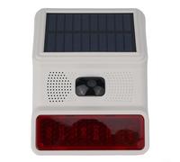 SiSinkal Sirène stroboscopique solaire d'extérieur sans fil 433 MHz avec lumière clignotante lumineuse et sonore fort pour la maison et le jardin pour dissuasion intrus résistant aux intempéries (sans