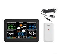 SiSinkal Station météo numérique sans fil pour intérieur et extérieur - Thermomètre hygromètre - Écran LCD de 19 cm - Prévisions météo - Port de charge USB - Rétroéclairage réglable - Pour la maison