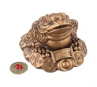 SiSinkal Statue de grenouille en résine à trois pattes en forme de crapaud doré pour richesse et prospérité, décoration Feng Shui complexe pour la maison, le bureau, le salon, bonne chance pour une