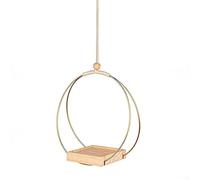 SiSinkal Support rond à suspendre pour plantes avec anneau en fer et base en bois, support en métal robuste pour exposer des plantes, étagère à fleurs artistique pour décoration de maison, terrasse