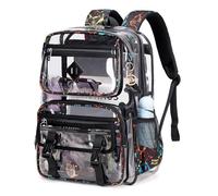 Sisipoet Sac à dos transparent en PVC transparent pour l'école, sac à dos transparent robuste pour événements de stade, Machine de jeu, Sacs à dos