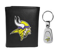 Siskiyou Sports NFL Minnesota Vikings Portefeuille à Trois Volets et Porte-clés en Acier, Noir, Taille Unique