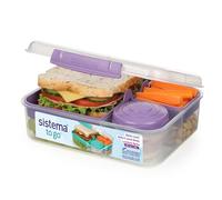 Boîte à repas bento Sistema TO GO - 1,65 L - Boîte à repas pour l’école compartimentée avec pot à en-cas - Sans BPA - 1 unité - Violet
