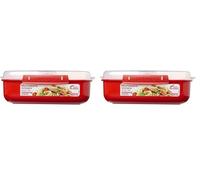 Sistema Boîte à micro-ondes 1,25 l en rouge, Plastique, Rouge, 45 x 35 x 25 cm (Lot de 2)