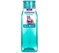 Sistema Bouteille d'eau carrée | 475 ml | Bouteille d'eau sans BPA | Bouchon étanche | Bords antidérapants | Coloris assortis
