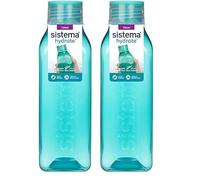 Sistema Bouteille d'eau carrée | 725 ml | Bouteille d'eau sans BPA | Bouchon étanche | Bords antidérapants | Coloris assortis (Lot de 2)