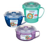 Sistema Boîtes Micro-Ondables Microwave - Mug, Bol à Porridge et Bol à Nouilles Micro-Ondables avec Couvercles - Évent d’Échappement de la Vapeur Anti-Projections - sans BPA - 3 Pièces