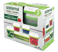 Sistema FreshWorks Ensemble de récipients alimentaires | Boîtes alimentaires hermétiques pour réfrigérateur avec couvercle | Conservez vos aliments frais plus longtemps | Plastique sans BPA | Lot de 5