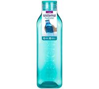 Sistema Gourde à eau carrée de 1 litre | Gourde à eau sans BPA | Bouchon étanche | Bords ergonomiques | Coloris assortis