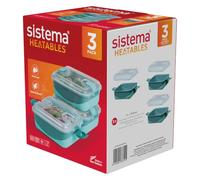 Sistema Heatables Contenants alimentaires micro-ondes | 1L | Contenants de préparation de repas étanches avec couvercles | Lot de 3 | Rectangles Latte beige