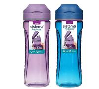 Gourdes de sport Sistema Swift - 600 ml - Gourdes étanches pour enfant - Plastique Tritan résistant aux chocs - Sans BPA - Bleu océan & violet - 2 unités
