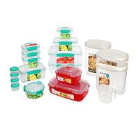 Sistema Kit de rangement de cuisine | 18 récipients avec couvercle | Boîtes repas, récipients pour plats préparés, rangement des placards, cuiseur vapeur pour micro-ondes, etc. | Sans BPA