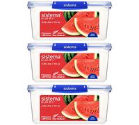 Sistema KLIP IT PLUS Boîtes de Conservation Alimentaire, 3,35 L, Lot de 3 | Récipients Antifuite, Couvercle Hermétique, Conception Transparente, Compatibles Micro-Ondes et Rangement Optimisé en Cuisine